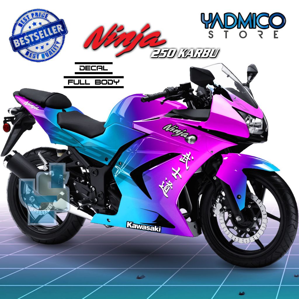 Decal Ninja 250 Karbu Full Body - Stiker Motor Ninja 250 Karbu Full Body - Decal Hologram Ninja 250 