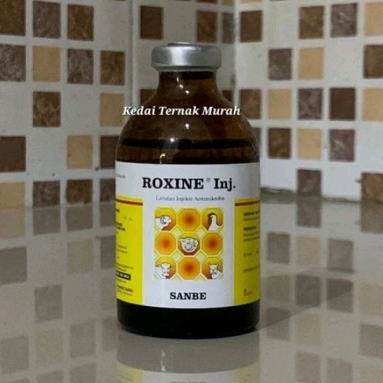 Roxine 100 ml Injeksi Antibiotik Hewan Sapi Kambing Anjing Kucing Unggas Kerbau