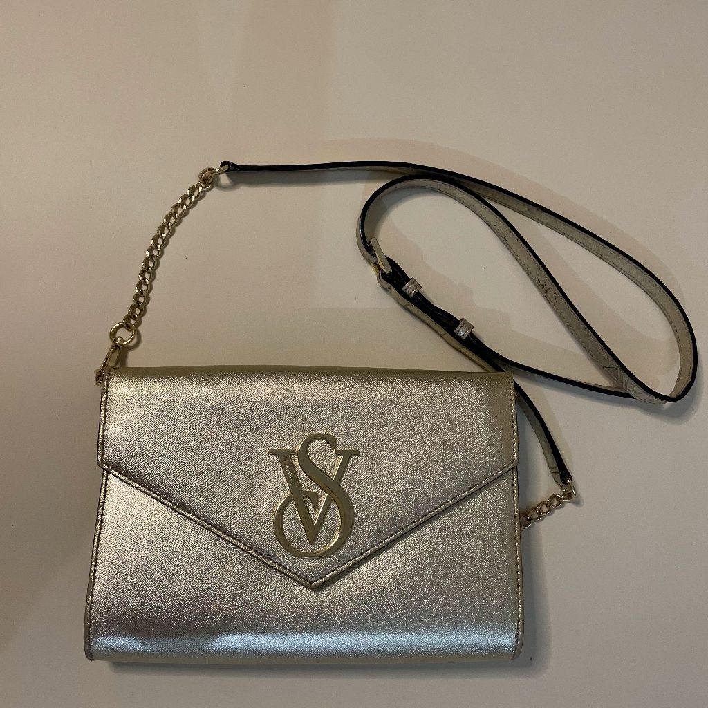 (VICTORIA SECRET ORIGINAL, PRELOVED) Tas Sling Bag Magnet Gold Mini