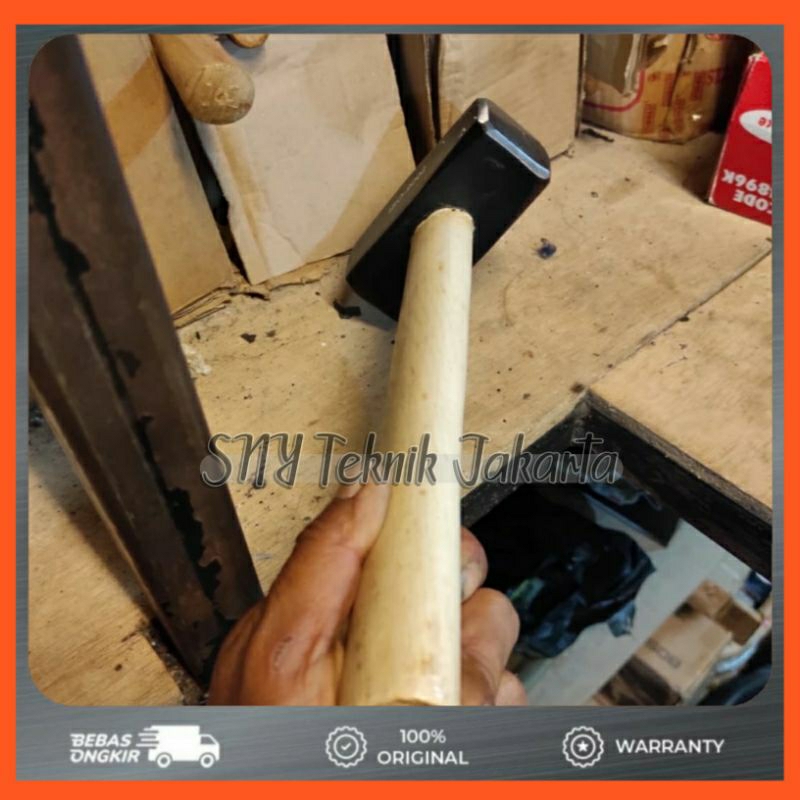 Palu Tukang Batu Bogem Palu Bodem 3 Kg/6 lbs Gagang Kayu