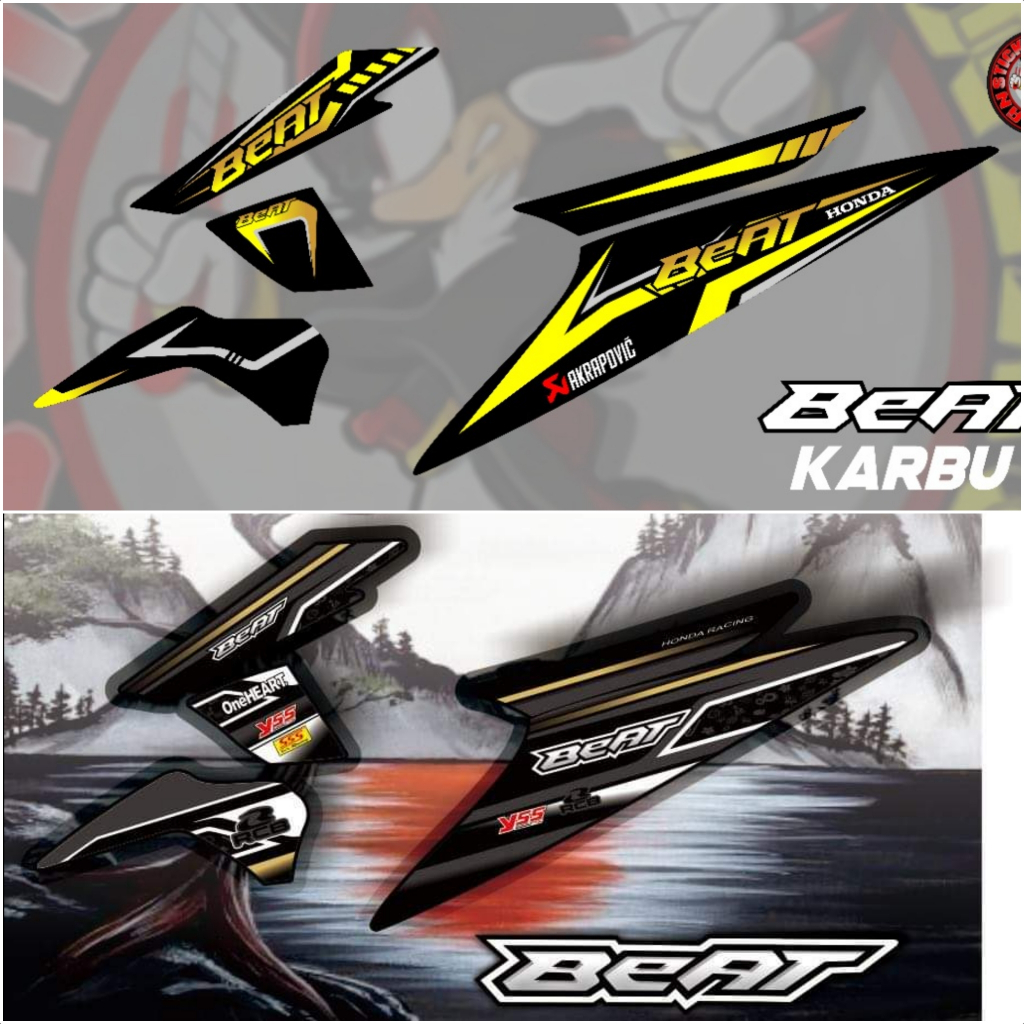 Striping Sticker Striping Beat Karbu Variasi Terbaru Hitam Putih 110 Premium Keren #Transp