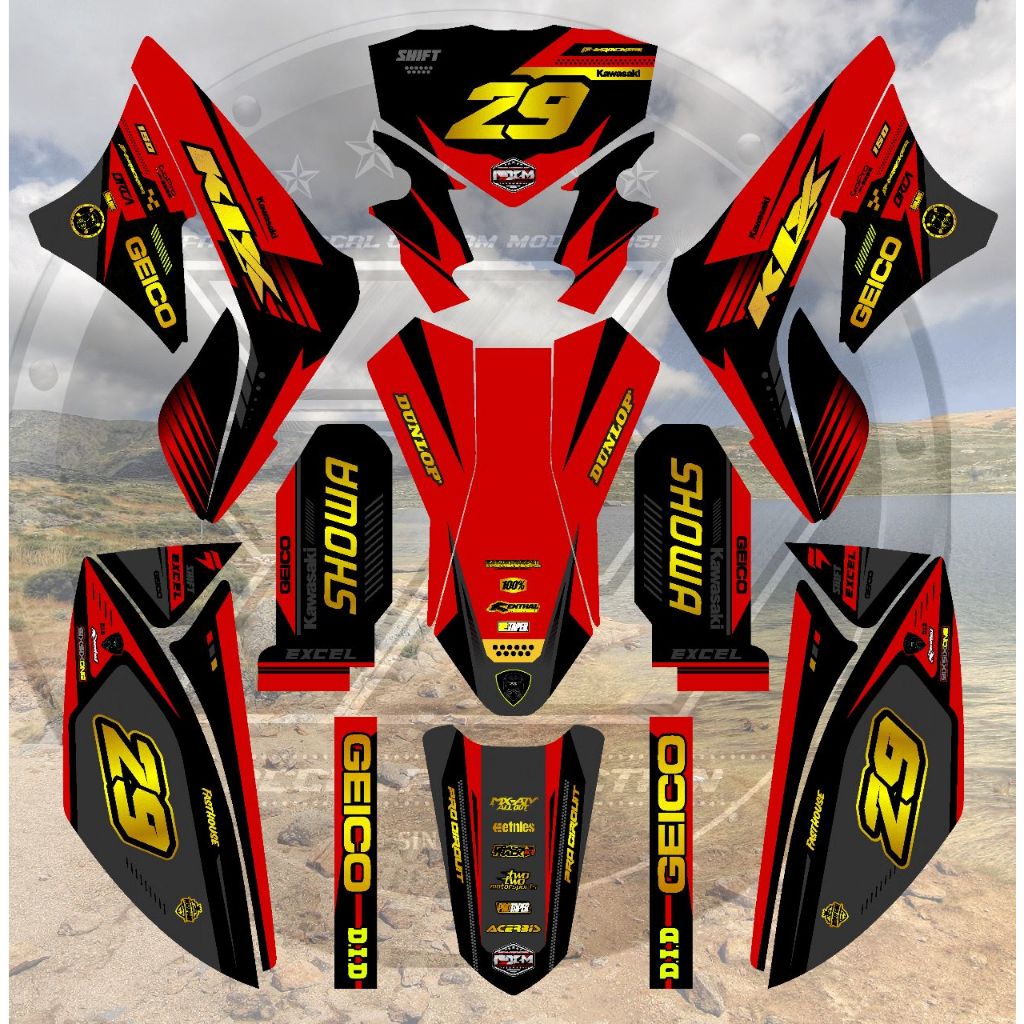 Decal sticker KLX S (Body bisa kita sesuaikan) Merah, hijau, dan stabilo FULLBODY keren