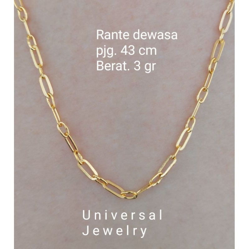 Kalung Paper Clip  Emas Muda Tiga gram