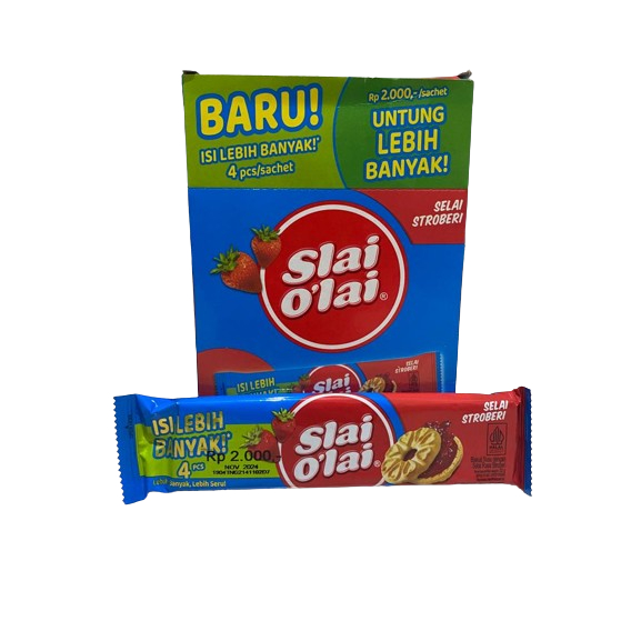 

Roma Slai Olai Kemasan Box/Roll Rasa Stroberi/Blueberry/Nanas / 1 box isi 10pcs @32gr