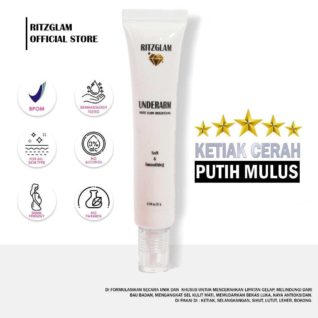 RITZGLAM Underarm White Glow Brightening Pemutih Ketiak No. 1 Di Indonesia