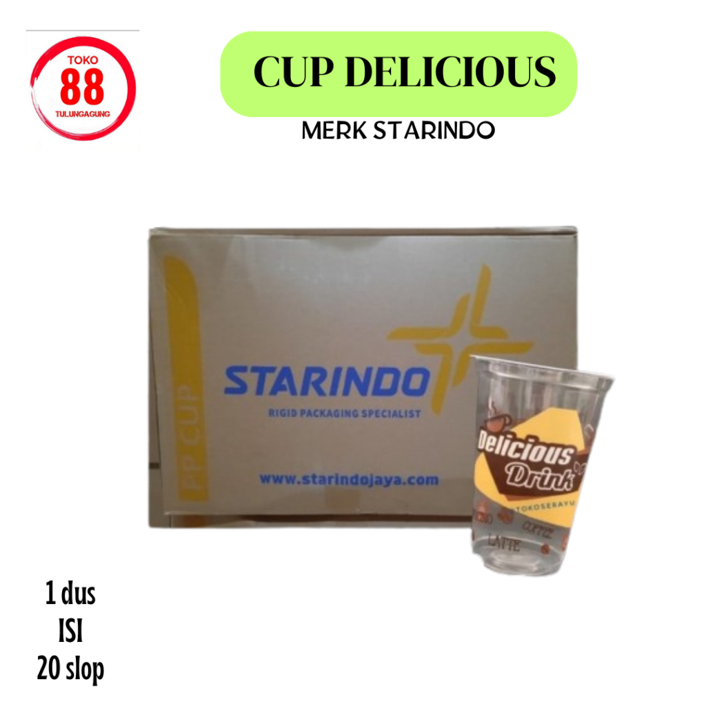 CUP DELICIOUS MERK STARINDO 1 DUS ISI 20 SLOP