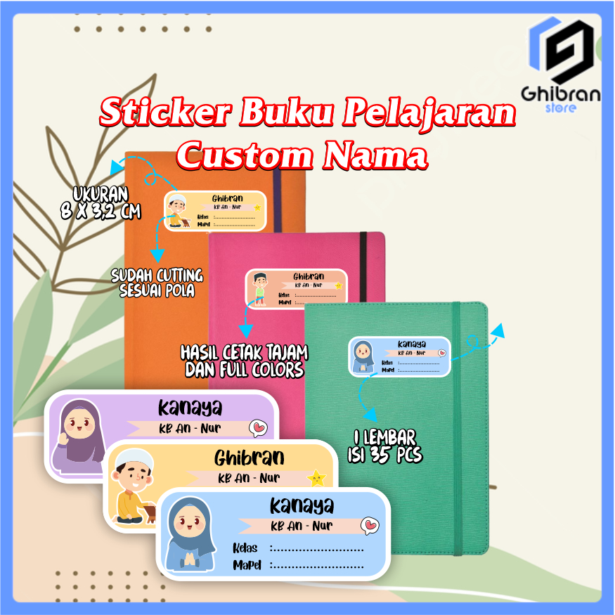 

Stiker Buku Pelajaran Custom | Stiker Mapel Custom | Stiker Mata Pelajaran isi 35pcs