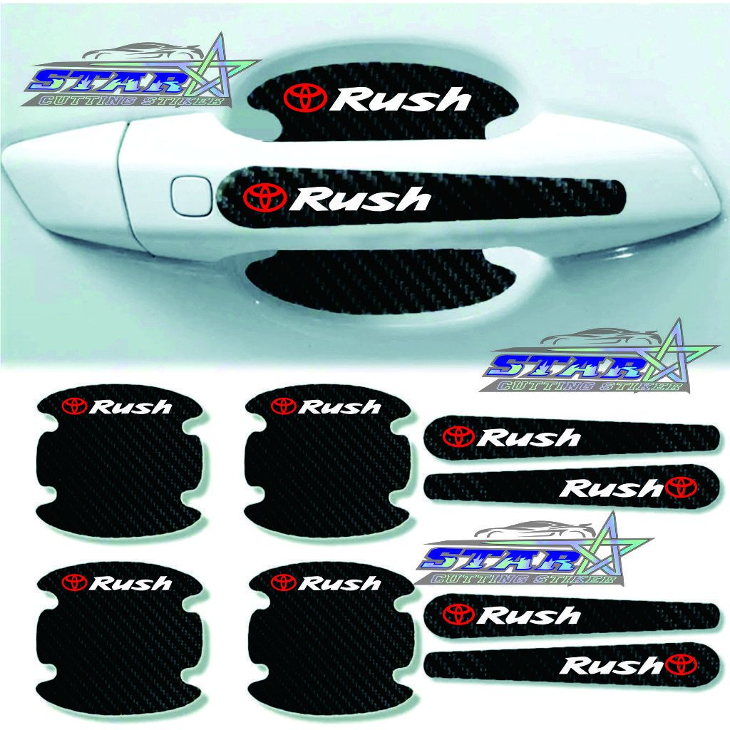 Sticker stiker pelindung handle pintu mobil rush Sticker karbon 3d pelindung gagang pintu mobil toyo