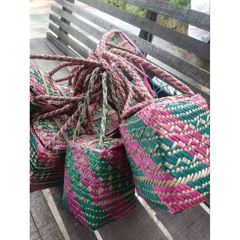 Tenong kampi tempat beras tas melayat takziah tas anyaman pandan bakul kampia