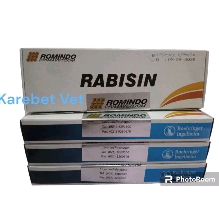 Vaksin Rabies Anjing kucing dan hewan bersarah panas lainnya kemasan 1ds + spuit rabisin