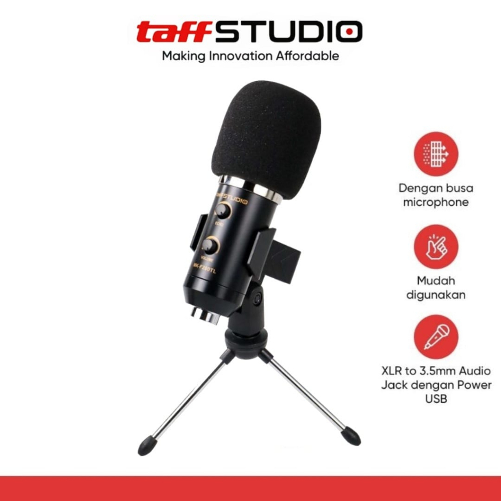 TaffSTUDIO Mic Condenser MK-F200TL Microphone 3.5mm Kondenser Mikrofon dgn Mini Stand Mik USB MKF200