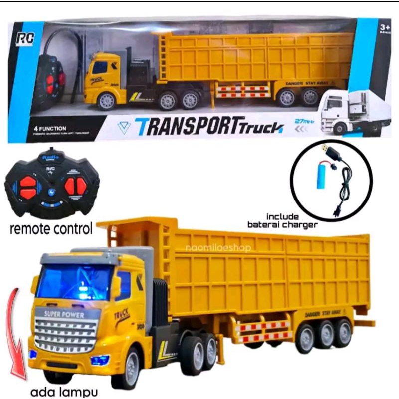 MAINAN RC TRUK BAK TERBUKA TRAILER MOBIL REMOTE CONTROL TRUCK KONTAINER BATERAI CAS 12 RODA TRUK