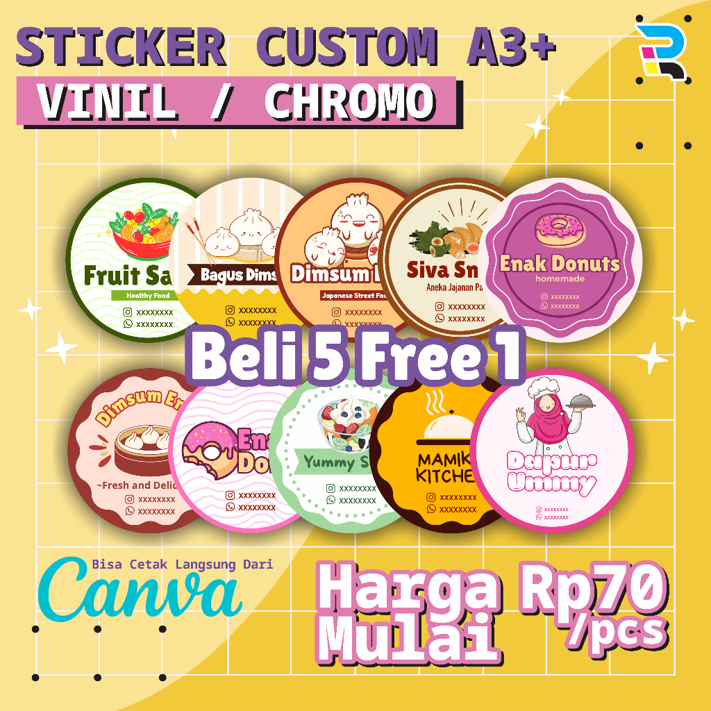 

Cetak Stiker Vinyl Cromo/ Cetak Stiker Label Kemasan / Label Usaha Makanan / Cetak Label Minuman