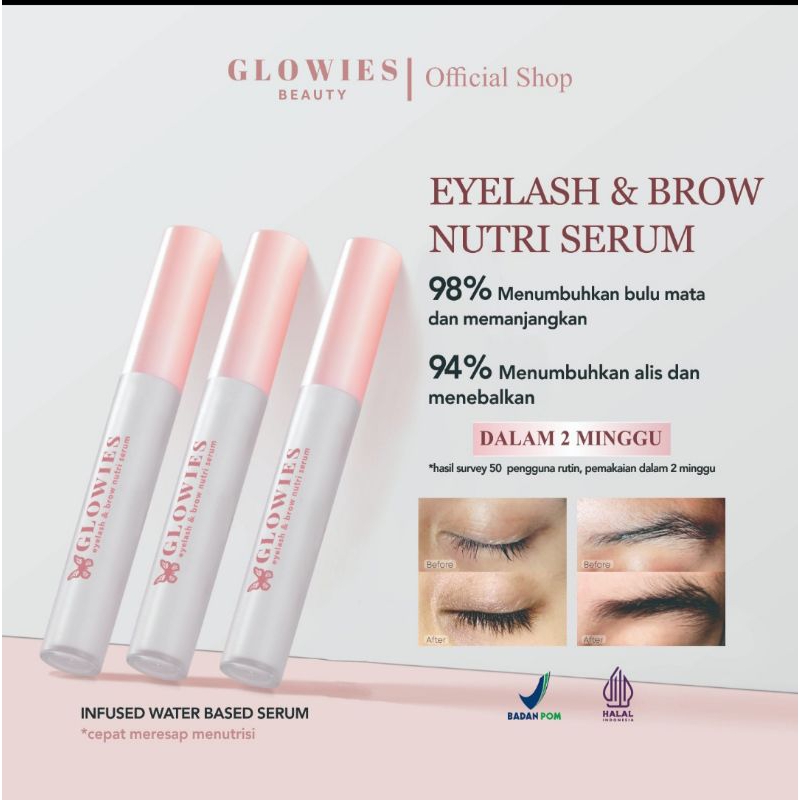 Triplet Glowies Beauty Serum Alis dan Bulu Mata Eyelash | Glowies Eyelash & Brow Nutri Serum