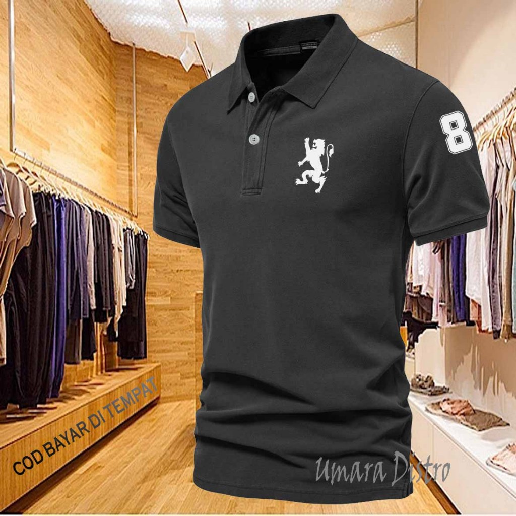 NEW COD T-shrit POLO kerah Singa 8 Quality Putih Kaos Polo Kerah Giordano Dewasa Shirt / Kaos Wangki