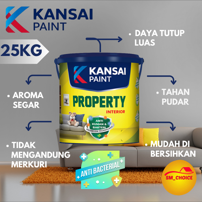 Promo Cat Tembok Kansai Paint Property Interior 25Kg Cat Tembok Property 25 Kg