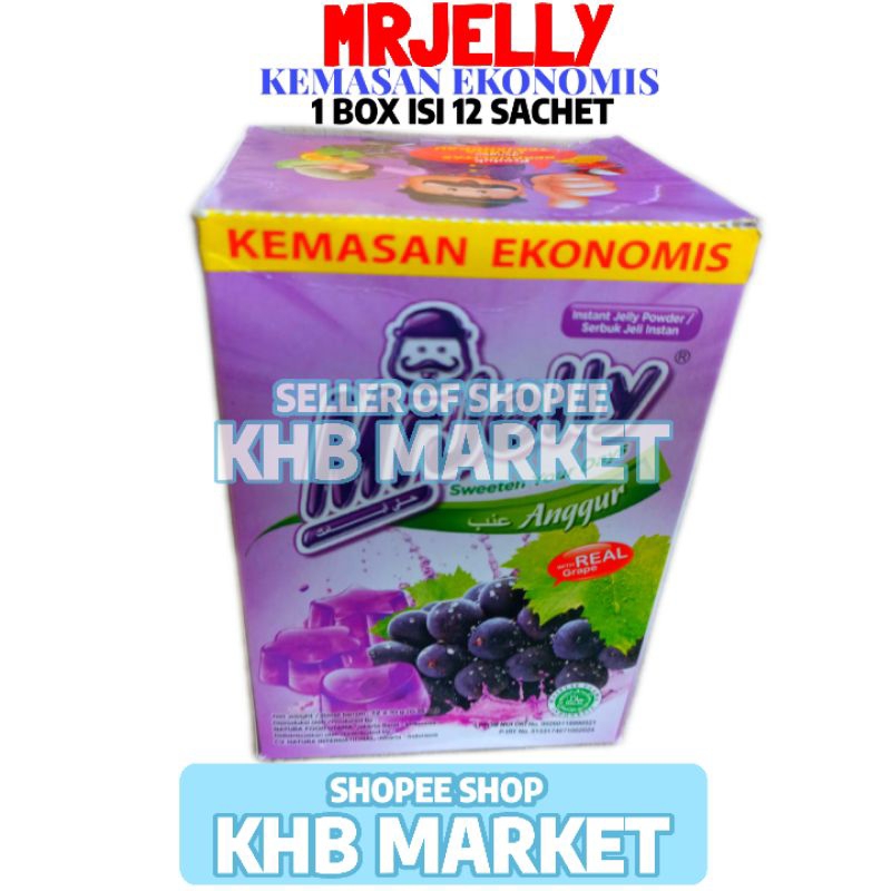 

Mr Jelly Agar Agar Powder Jelly Rasa Anggur 10 Gram 1 Box Isi 12 Sachet