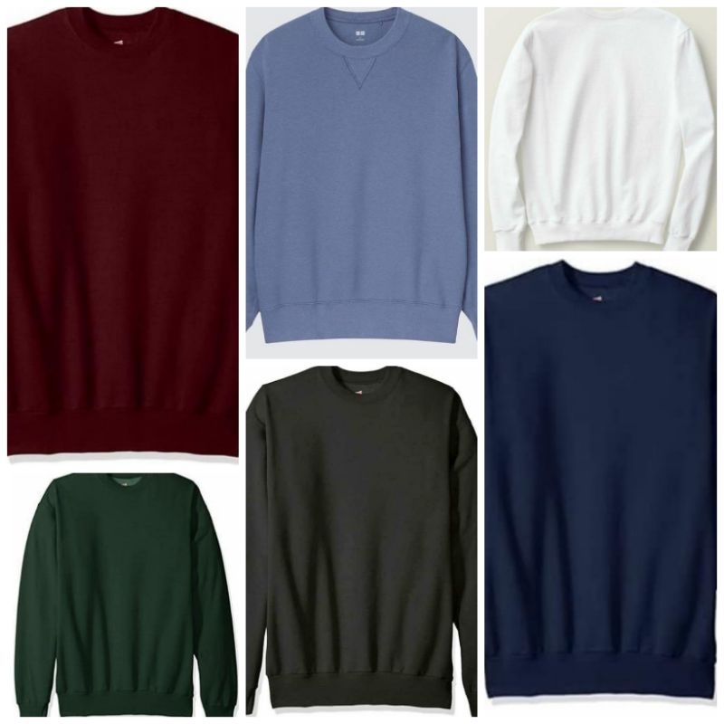 Crewnek / Sweter Polos Bahan Fleece Cotton Premium Gramasi 280