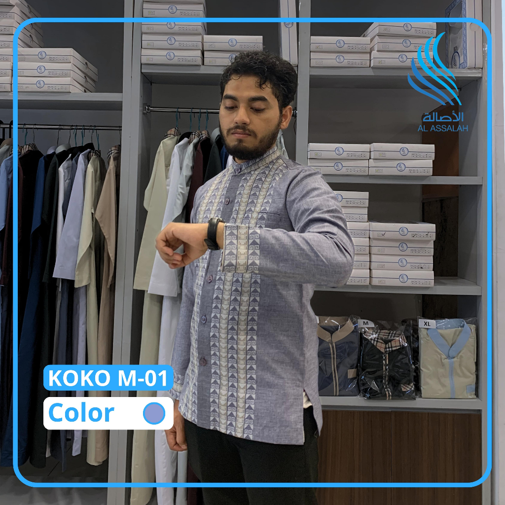 Koko Dewasa Koko Motif Al Assalah Koko warna Ungu Koko Motif Kemeja koko Motif Koko Premium