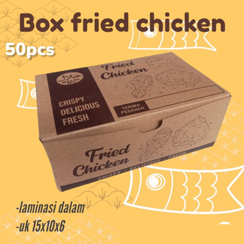 

@50pcs box fried chicken / dus fried chicken foodgrade anti minyak uk 15x10x6cm