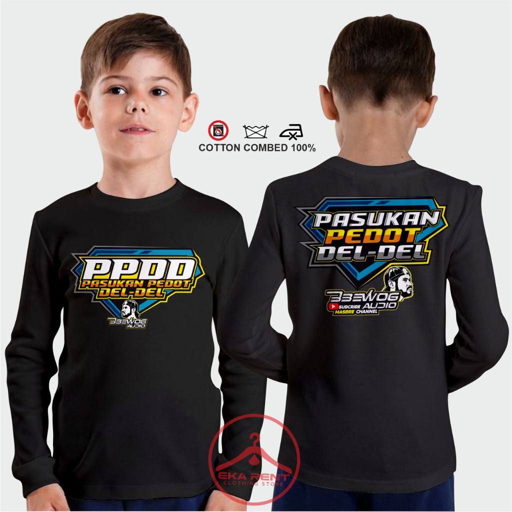 Kaos Anak Umur 1-13 Tahun PPDD Brewog Audio Pasukan Pedot Del-Del Lengan Panjang