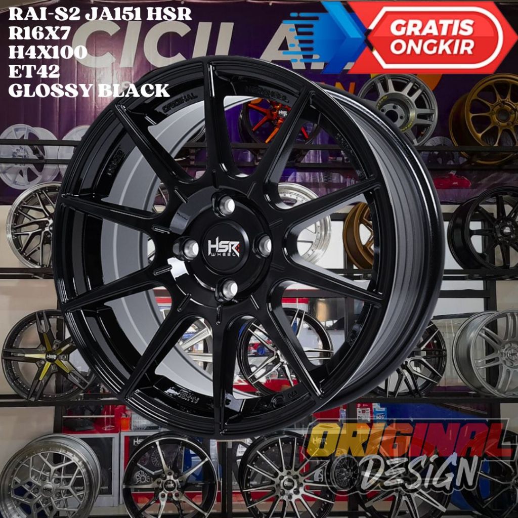 Velg Mobil Ring 16 HSR RAI S2 R16 UNTUK JAZZ , RAIZE , SIRION , MAZDA2