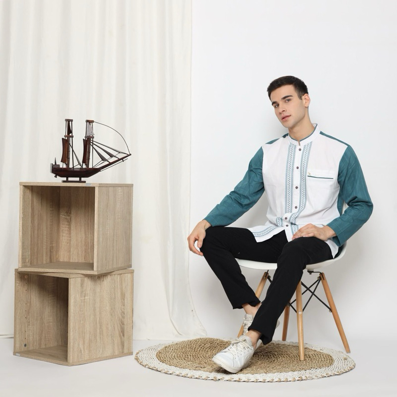 BAJU KOKO NIZAR BORDIR NK 12 SS PUTIH