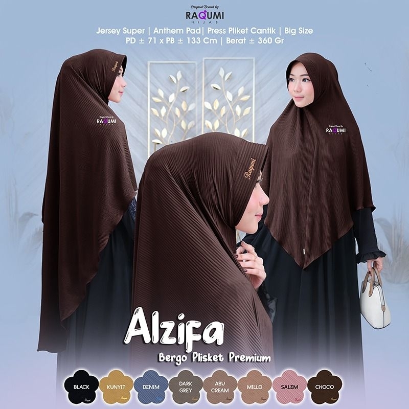 ALZIFA RAQUMI DAILY HIJAB SYARI PREMIUM HIJAB SYARI BERGO SYARI azizah marun danty salem danty kunyi