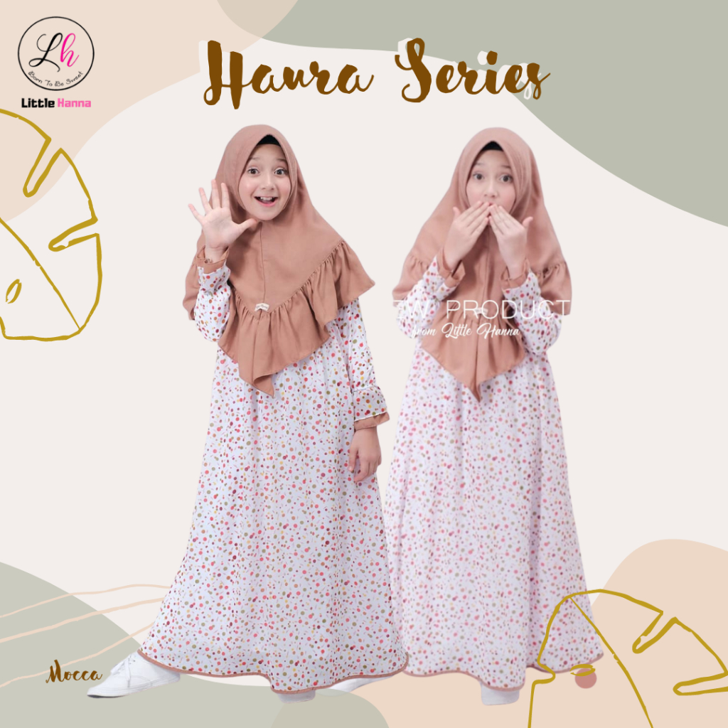 GAMIS ANAK HAURA SERIES GAMIS 4-10TAHUN GAMIS ANAK MOTIF POLKADOT BY LITTLE HANNA