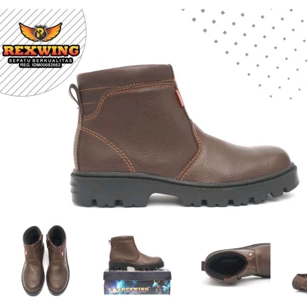 REXWING SEPATU SAFETY PRIA UJUNG BESI RESLETING SAMPING SF03