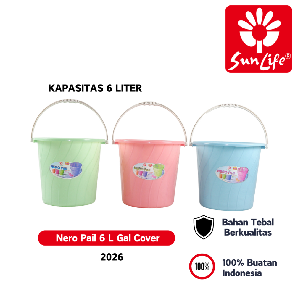 Sunlife Nero Pail 6 GAL With Cover Ember Plastik Dengan Gagang  Ember Kamar Mandi SNL-2026