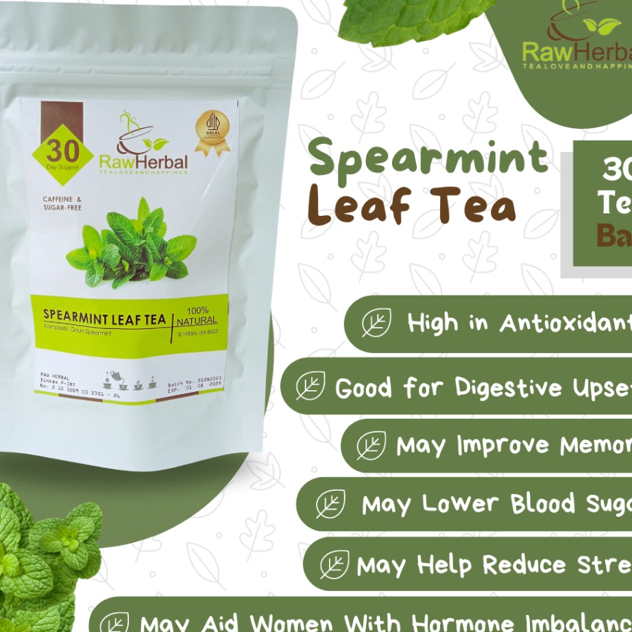 

LWJT6417 Terbaru Spearmint Leaf Tea Teh Daun Spearmint Isi 3 Tea Bag