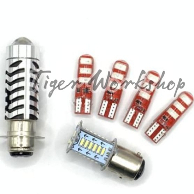 paket 4 pcs sen jelly merah+ lampu stop 30 mata merah + lampu utama H6 putih kuning senja biru matic