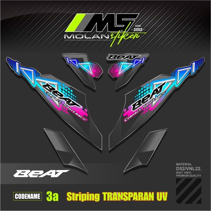 Decal Sticker Striping Variasi Transparan Uv Beat Karbu Motif Ori 2010/2011 Beat Carburator Transpar