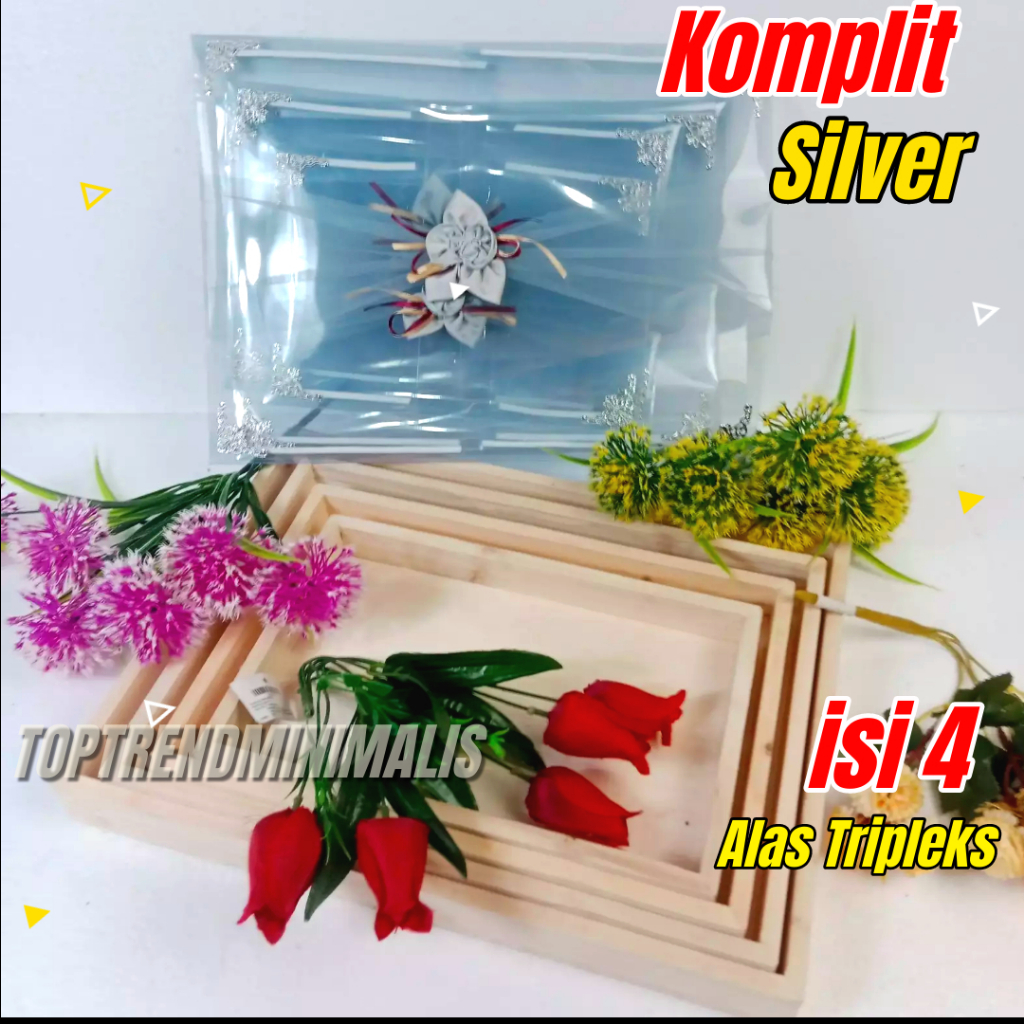 Tokaiaja Kotak Seserahan Nikah Isi 4 Kotak Kayu Jati Belanda Seserahan Pernikahan Dengan Tutup Mika