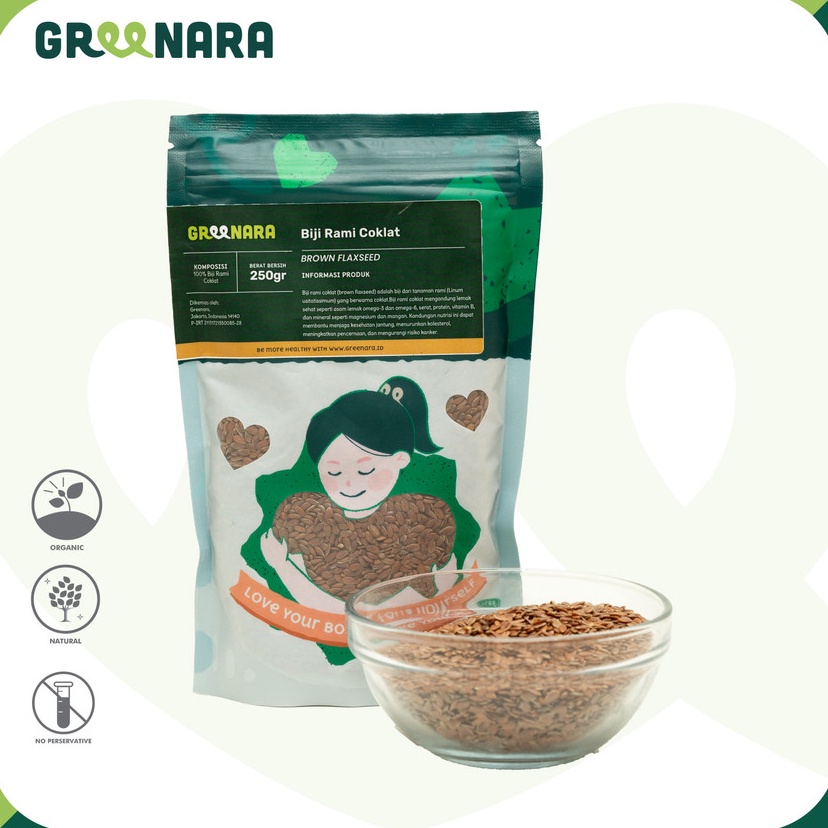 

TTPM6342 PALING AMPUH Greenara Biji Rami Coklat 25gr Natural Brown Flaxseed