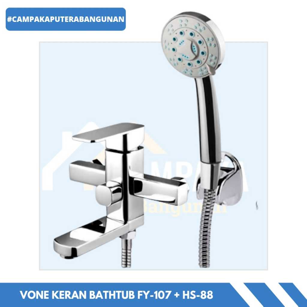 VONE / Keran bathtub fy-107 + HS-88 / Kran vone FY-107 Bathtub minimalis + HS-88 Chrome