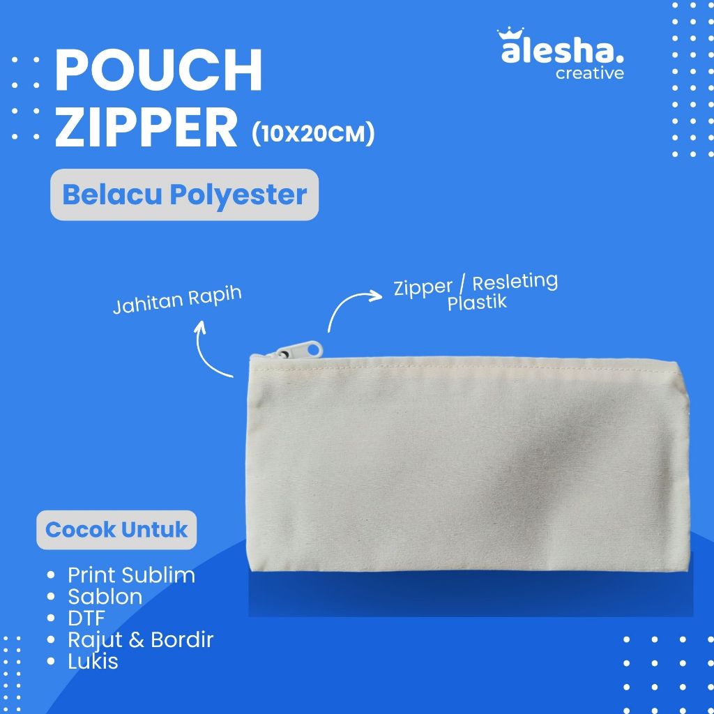 

Pouch Zipper Belacu Natural Polos 20 x 10 cm - Kotak Tas Tempat Pensil Resleting Dompet Kosmetik