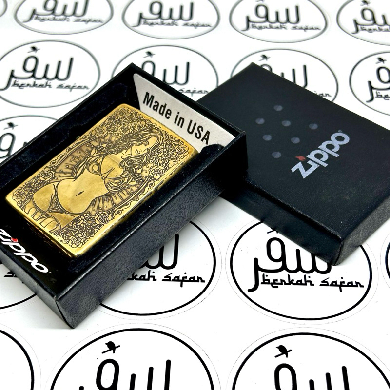 Korek Zippo Gold Expendables Sexy Lady Engraved 5 Side Original