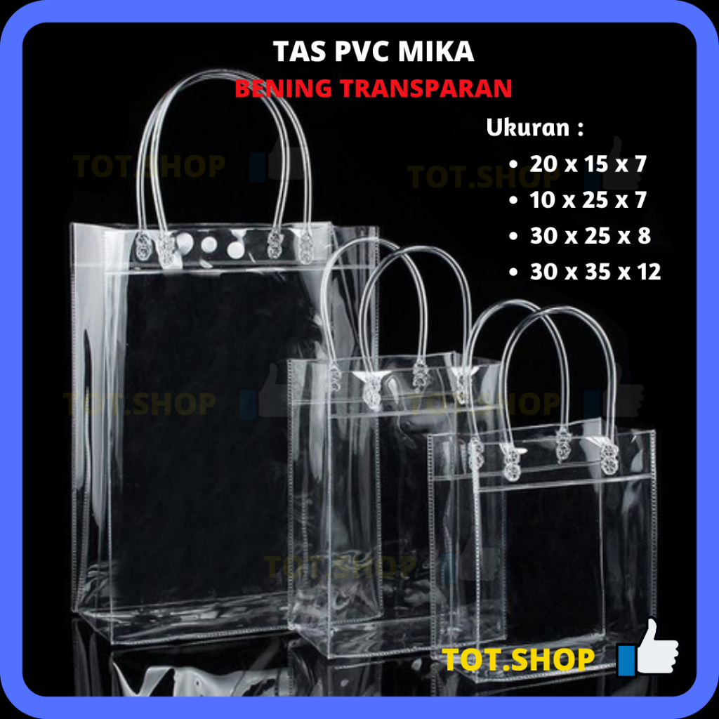 

[ECER 1-Pcs] Tas PVC Mika Bening Kantong Polos Totebag Transparan Tas Mika Souvenir Ulang Tahun Bening Goodie Bag Hampers Gift Bag Kantong Souvenir Tas Hadiah Kantong Mika PVC Tas Tenteng Varian Size TOTEBAG TRANSPARAN