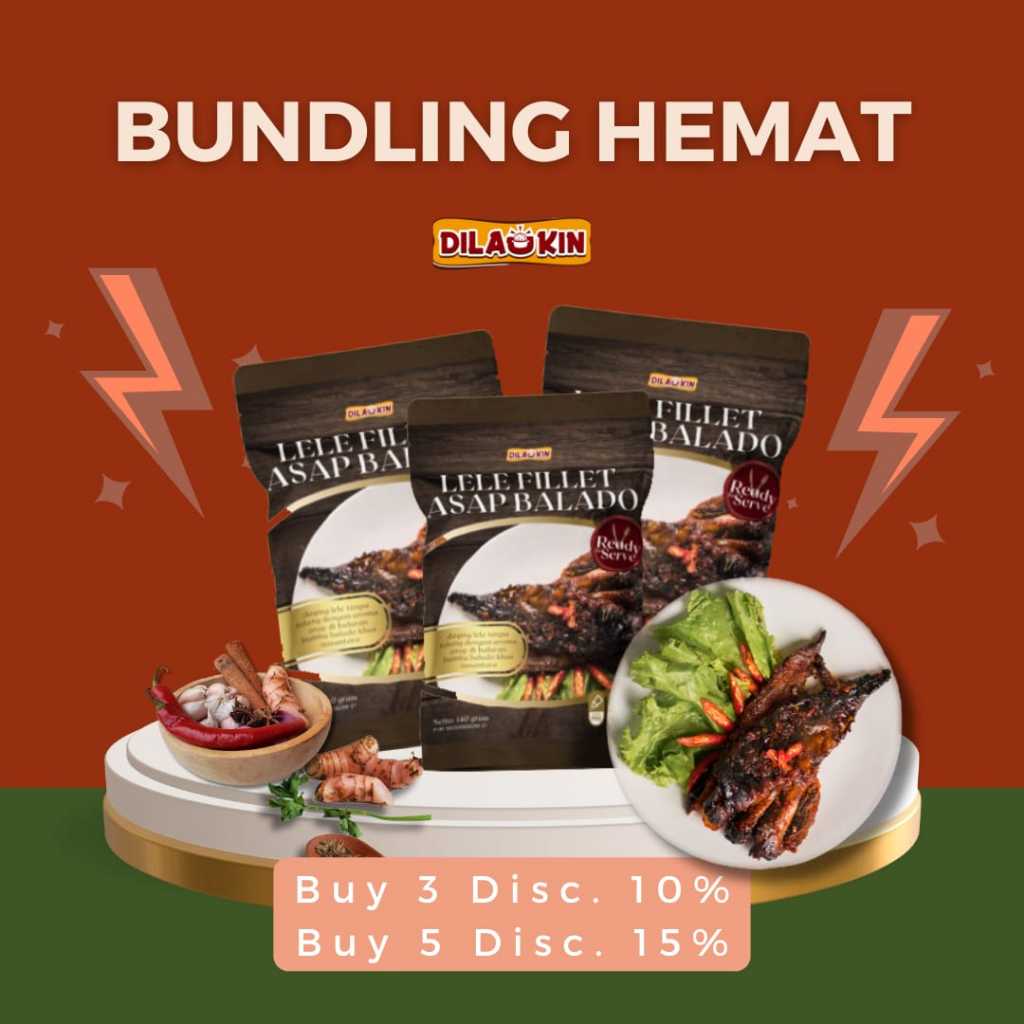 

Dilaukin Lele Fillet Asap Balado Makanan Sehat Non MSG, Non Pengawet 70gr Bundling Hemat