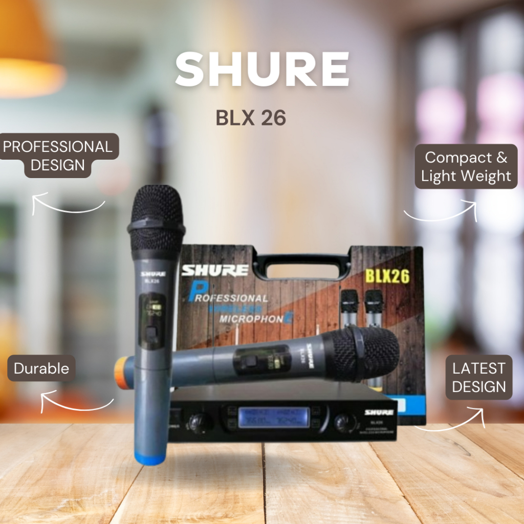 MIC WIRELESS SHURE BLX 26 / BLX26 / BLX-26 FREE KOPER UHF FREQUENCY GARANSI RESMI SHURE
