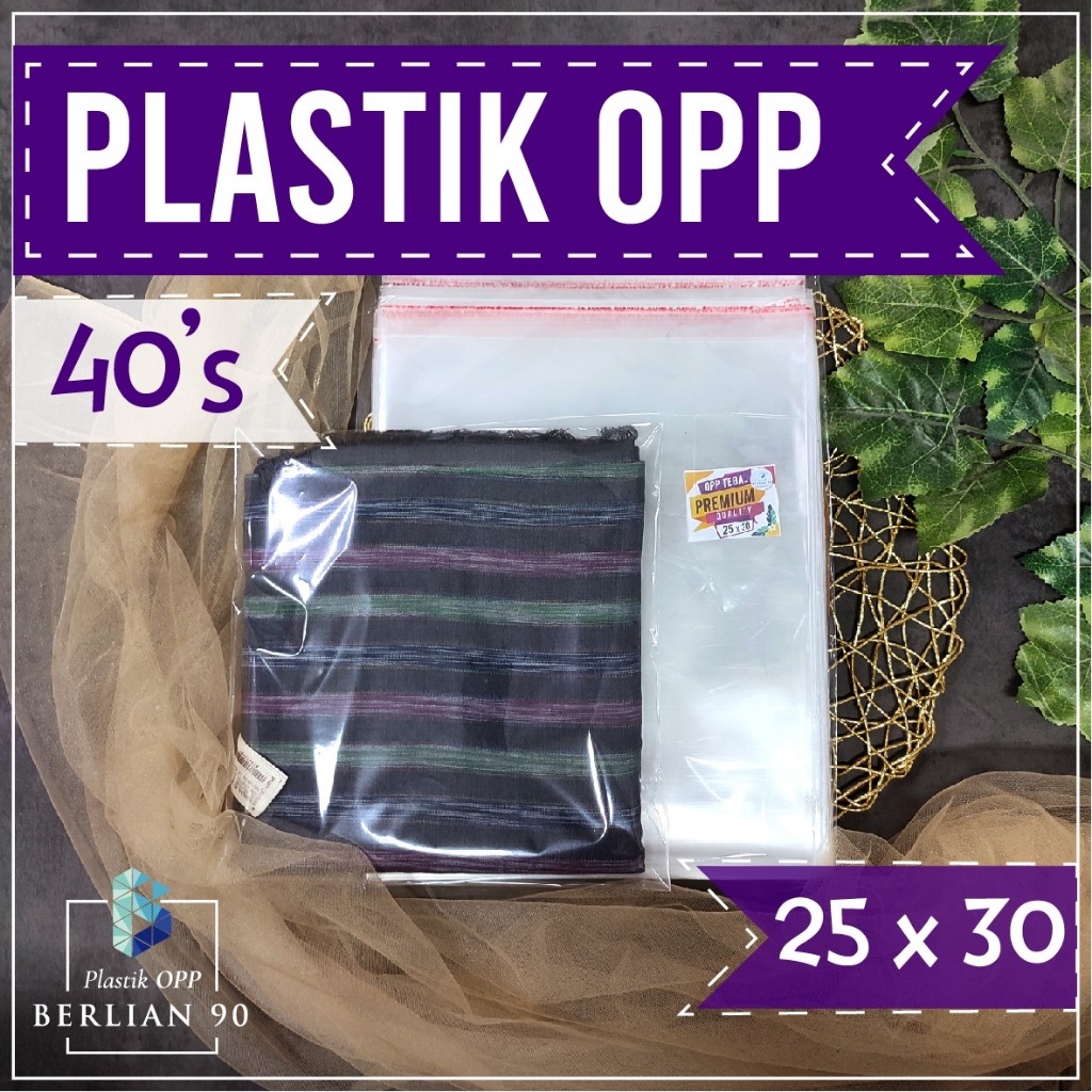 PLASTIK OPP TEBAL Lem Uk 25x30 cm Tebal 40's Micron Premium isi 100 pcs Termurah / Plastik Bening Le