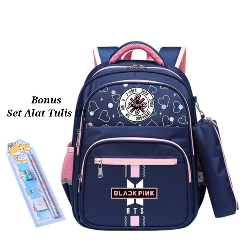Tas Sekolah Anak Perempuan Sd Smp Motif Kpop Free Paket Alat Tulis