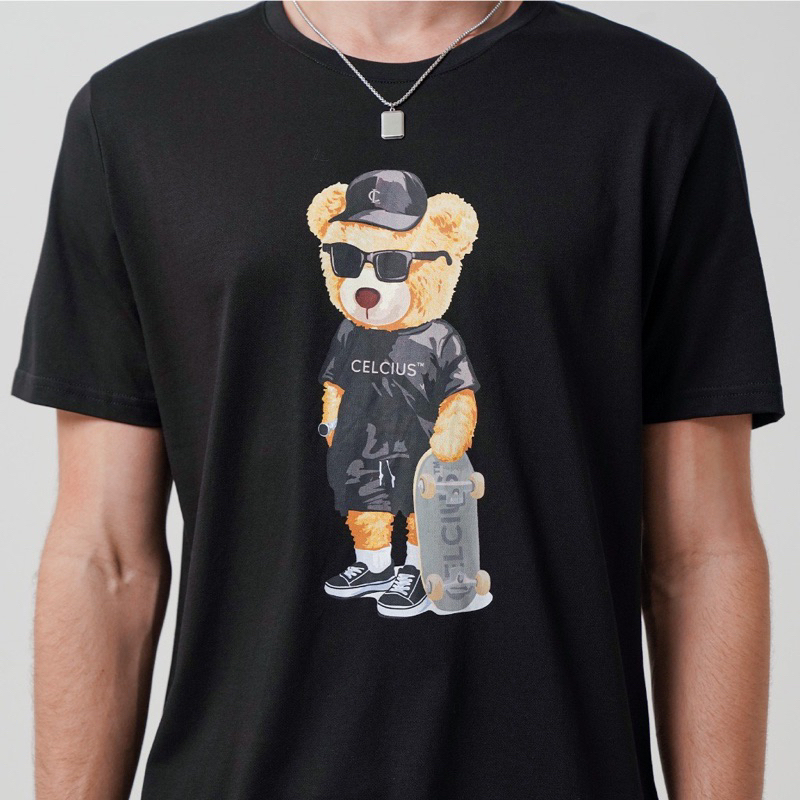 Kaos celcius basic Bear hitam pria|wanita