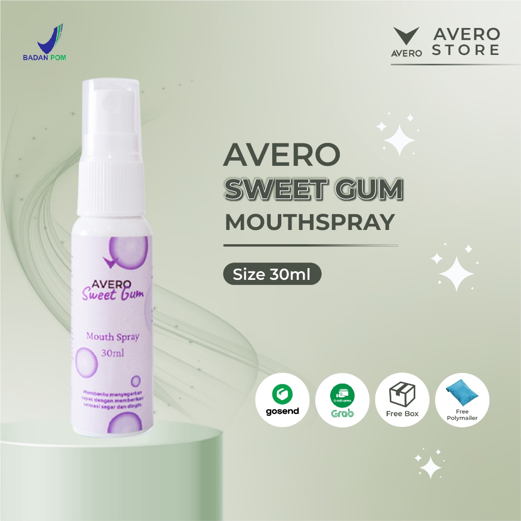 AVERO Sweet Gum Mouth Spray - BPOM & Halal Parfum Mulut, Pengharum Mulut & Penyegar Mulut 30ml