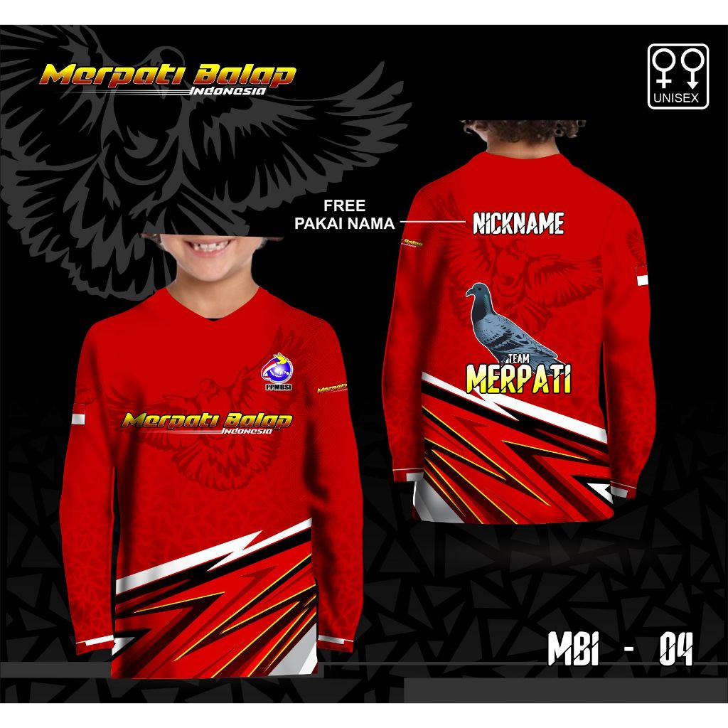 Jersey anak kaos merpati baju merpati burung dara lengan panjang
