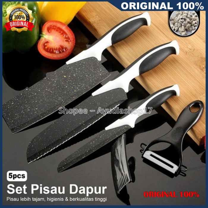 Pisau Dapur Satu Set 5 Pcs Pisau Set 5 In 1 100% ASLI