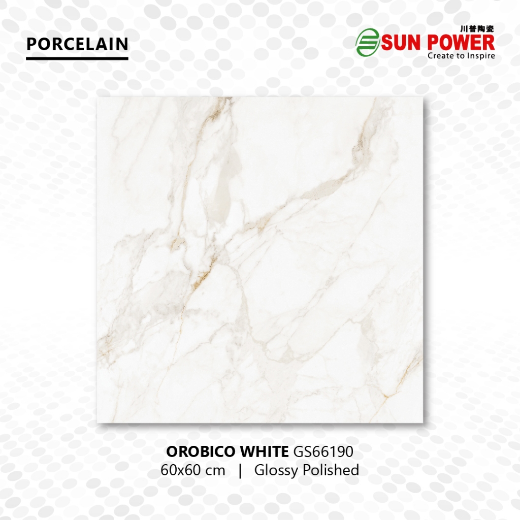 Granit Lantai Glossy Polished - Orobico White | Sun Power