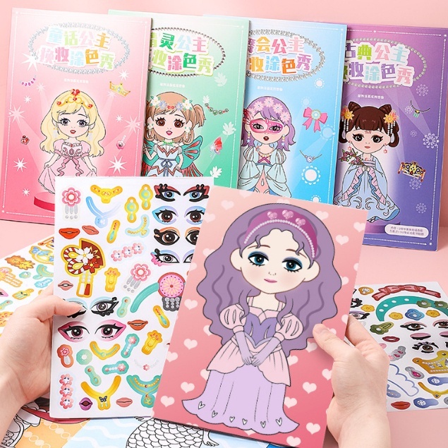 

Sticker DIY dan Mewarnai Putri Lucu Kartun Berdandan Mainan Edukasi Anak Stationery Alat Tulis Perlengkapan Sekolah